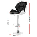 LISA Bar Stools 2-Piece Set Gas Lift Leather Padded Black/White Color