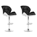 LISA Bar Stools 2-Piece Set Gas Lift Leather Padded Black/White Color