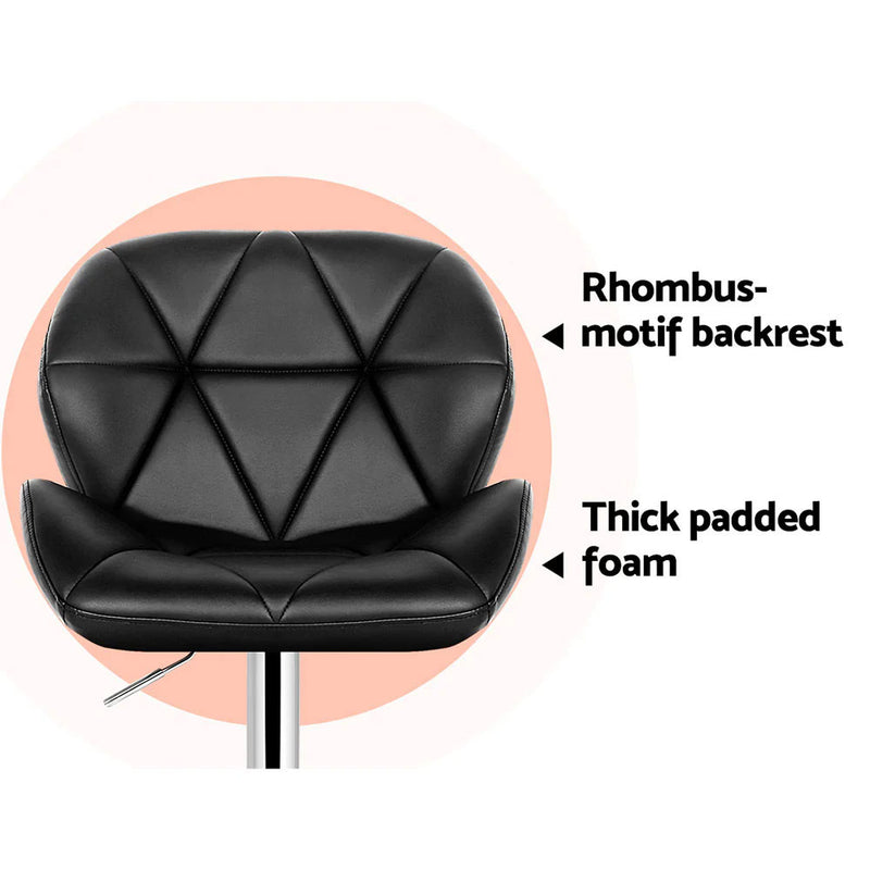 LISA 1x Bar Stool Gas Lift Leather Padded Black/White Color