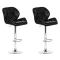 LISA Bar Stools 2-Piece Set Gas Lift Leather Padded Black/White Color