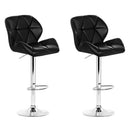 LISA Bar Stools 2-Piece Set Gas Lift Leather Padded Black/White Color