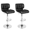 ANNA Bar Stools 2-Piece Set Gas Lift Leather Padded Black Color