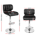 ANNA Bar Stools 2-Piece Set Gas Lift Leather Padded Black Color