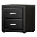 TIYON Black PU Leather 2-Drawer Bedside Table H50xW48xD40 (cm)
