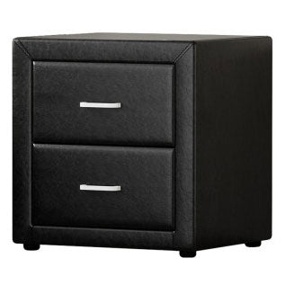 TIYON Black PU Leather 2-Drawer Bedside Table H50xW48xD40 (cm)