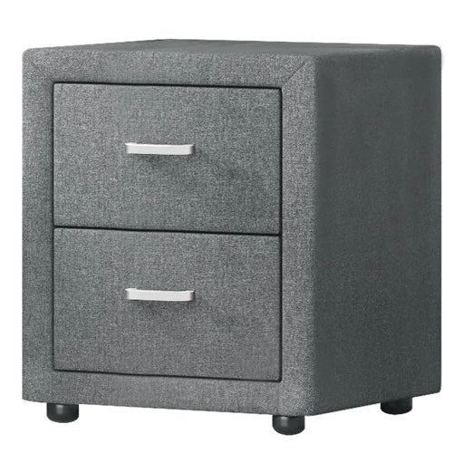 TIYON GREY Fabric 2-Drawer Bedside Table H50xW46xD40 (cm)