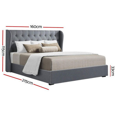 ISSAN Grey QUEEN / KING Gas Lift Bed Frame Linen Fabric