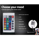 LUMIN Grey LED Gas Lift QUEEN Bed Frame Linen Fabric