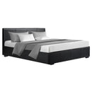 Ninon QUEEN Bed Frame Gas Lift PU Leather - Black Color