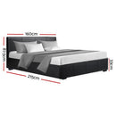 Ninon QUEEN Bed Frame Gas Lift PU Leather - Black Color