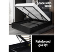 Ninon QUEEN Bed Frame Gas Lift PU Leather - Black Color