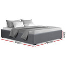 TOKIN Grey DOUBLE/ QUEEN / KING Gas Lift BED BASE Linen Fabric Solid Wood Core