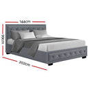 TIYON Grey Fabric Gas Lift QUEEN / DOUBLE/ KING Bed Frame