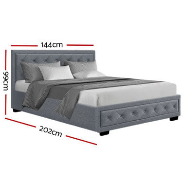 TIYON Grey Fabric Gas Lift QUEEN / DOUBLE/ KING Bed Frame