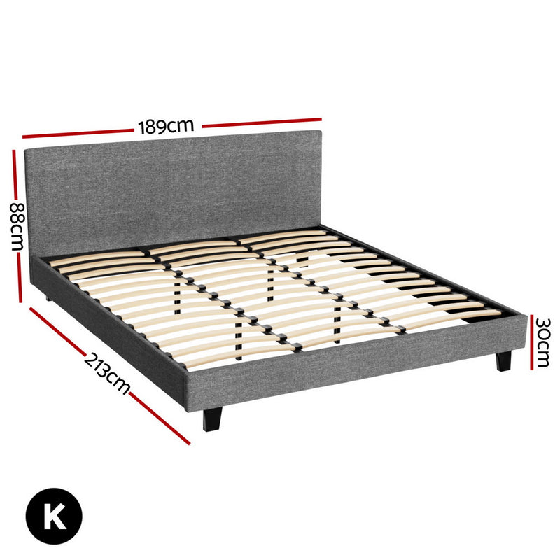 Neon Grey QUEEN / DOUBLE/ KING SINGLE/ SINGLE Bed Frame Linen Fabric