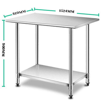 Kitchen Bench (RE) Stainless Steel Commercial or Home Use 91x61/122x61/ 152x61 (cm)