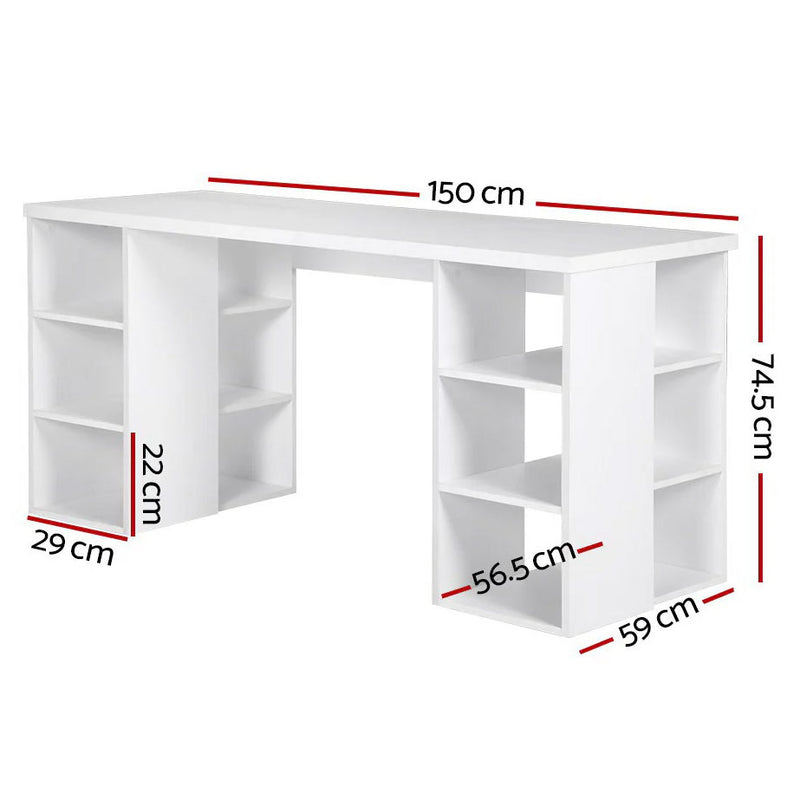 Mona Desk with Drawers & Shelves, L150 x W59 x H75 (cm)