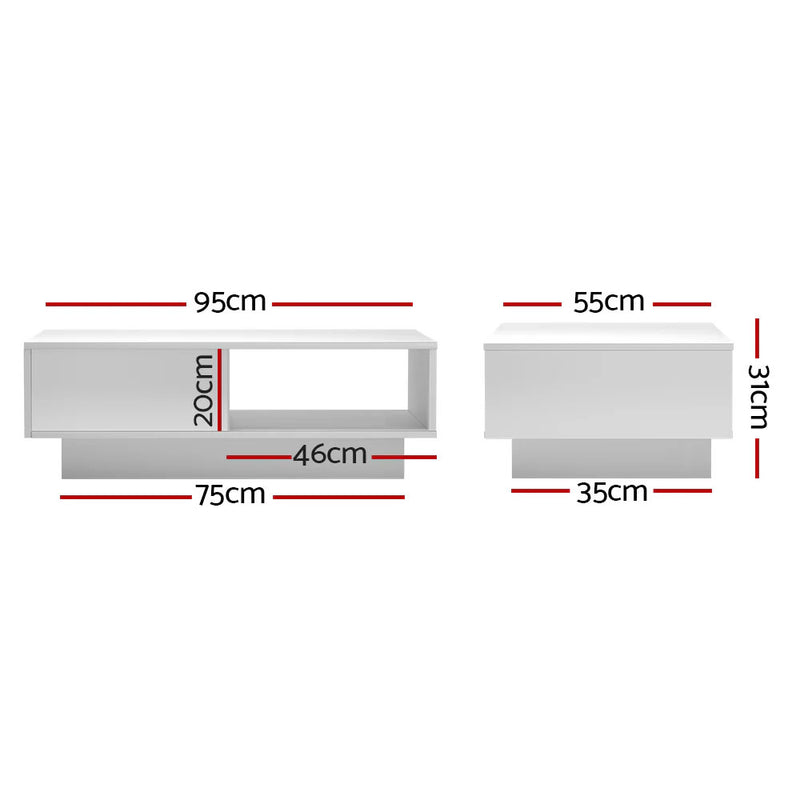 Kubin LED Coffee Table L95 x W55 (cm)