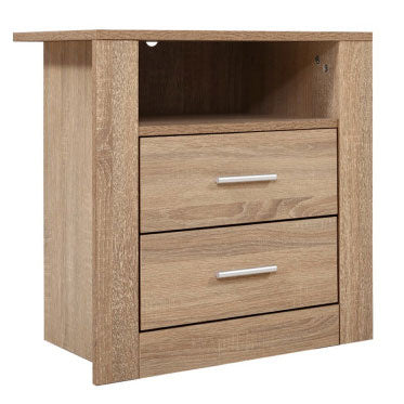 Lisa Bedside Table Drawer Storage Cabinet Oak/White Color