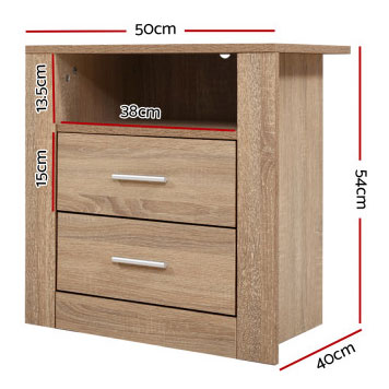 Lisa Bedside Table Drawer Storage Cabinet Oak/White Color