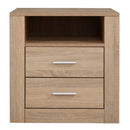 Lisa Bedside Table Drawer Storage Cabinet Oak/White Color