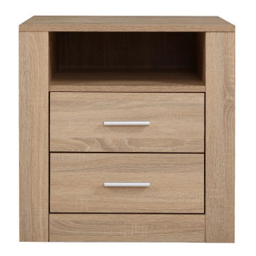 Lisa Bedside Table Drawer Storage Cabinet Oak/White Color