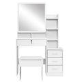 Leka Mirror Dressing Table with Stool, Drawers and Shelves H144 x W79 x D38 (cm)