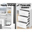 Leka Mirror Dressing Table with Stool, Drawers and Shelves H144 x W79 x D38 (cm)