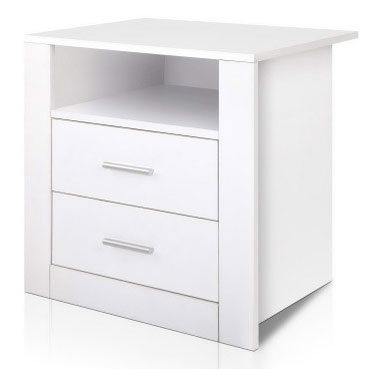 Lisa Bedside Table Drawer Storage Cabinet Oak/White Color