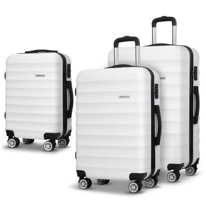 AJ White Suitcase 20" 24" 28" TSA Lock 360 Degree Wheels Luggage