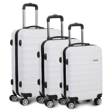 AJ White Suitcase 20" 24" 28" TSA Lock 360 Degree Wheels Luggage