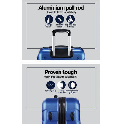 BOS Blue Suitcase 20" 24" 28" TSA Lock 360 Degree Wheels Luggage