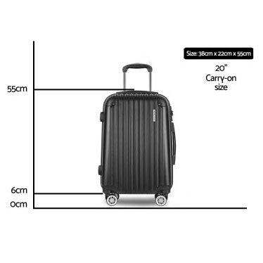 CLA Black Suitcase 20"/28" BLACK Color 360 Degree Wheels Luggage