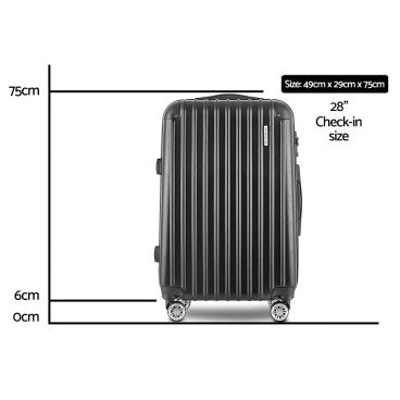 CLA Black Suitcase 20"/28" BLACK Color 360 Degree Wheels Luggage