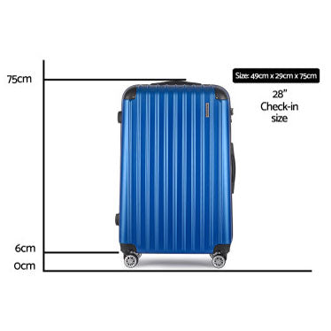 CLA Blue Suitcase 28" BLUE Color 360 Degree Wheels Luggage