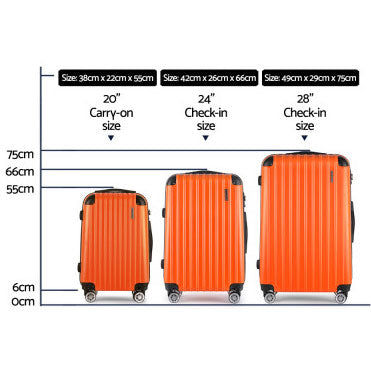 CLA Orange Suitcase 20" 24" 28" TSA Lock 360 Degree Wheels Luggage