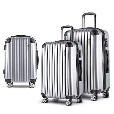 CLA Silver Suitcase 20" 24" 28" TSA Lock 360 Degree Wheels Luggage