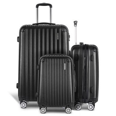 ECO Black Suitcase 20" 24" 28" 360 Degree Wheels Luggage