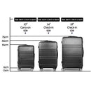 LINE Black Suitcase 20" 24" 28" TSA Lock 360 Degree Wheels Luggage