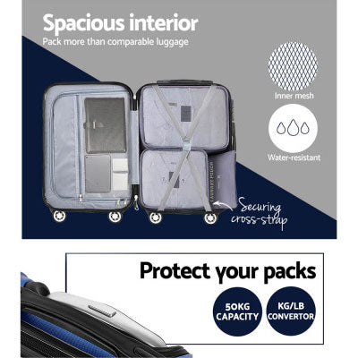 SPA Blue Suitcase 20" 24" 28" TSA Lock 360 Degree Wheels Luggage