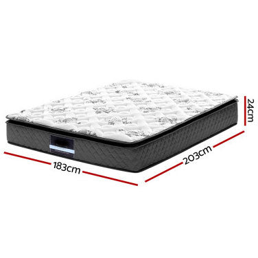 Ronell 24cm Thick Medium Firm 5.0 SINGLE/ KING SINGLE/ DOUBLE/ QUEEN/ KING Pillow Top Mattress  Pocket Spring