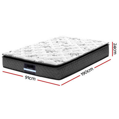 Ronell 24cm Thick Medium Firm 5.0 SINGLE/ KING SINGLE/ DOUBLE/ QUEEN/ KING Pillow Top Mattress  Pocket Spring