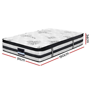 Alga 34cm Thick Medium Firm SINGLE/ KING SINGLE/ DOUBLE/ QUEEN Mattress Euro Top Pocket Spring