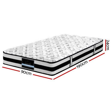 Roma 24cm Thick EXTRA FIRM 9.0 SINGLE Mattress Pocket Spring