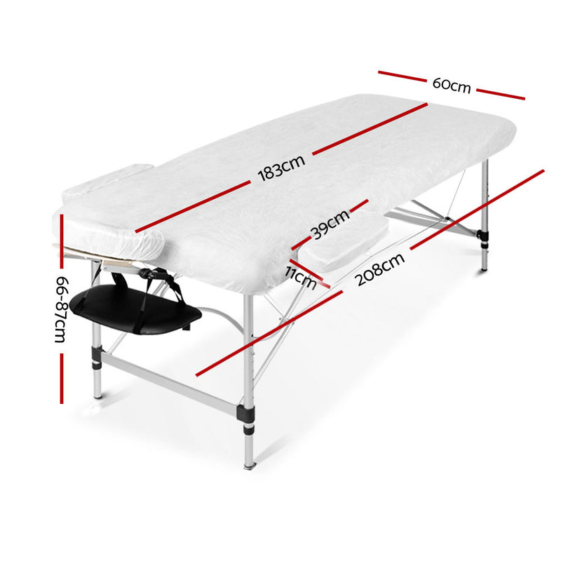 Portable Massage Table 3 Fold 60cm Wide Aluminum Frame