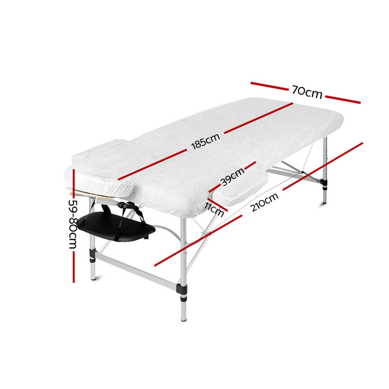 Portable Massage Table 3 Fold 70cm Wide Aluminum Frame