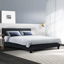 Neon Charcoal QUEEN Bed Frame Linen Fabric Solid Wood Core
