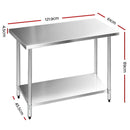 Kitchen Bench Food Preparation Table Stainless Steel 61x61/ 76x76/ 122x61/ 152x61/ 183x61/ 183x76 (cm)