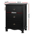 Cabo 3-Drawer Vintage Bedside Table H62xW45xD30 (cm)