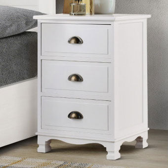 Cabo 3-Drawer Vintage Bedside Table H62xW45xD30 (cm)